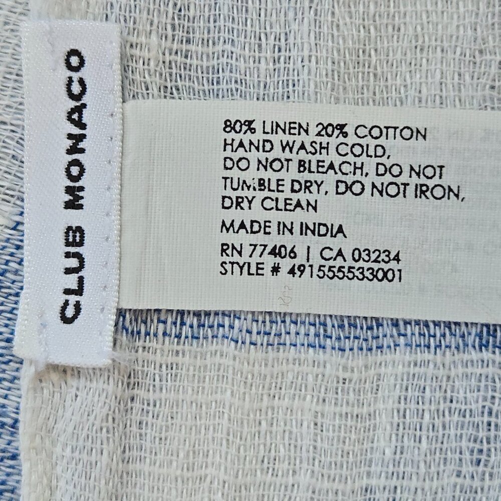 Club Monaco Linen Stripe Scarf Blue & White - Picture 2 of 8